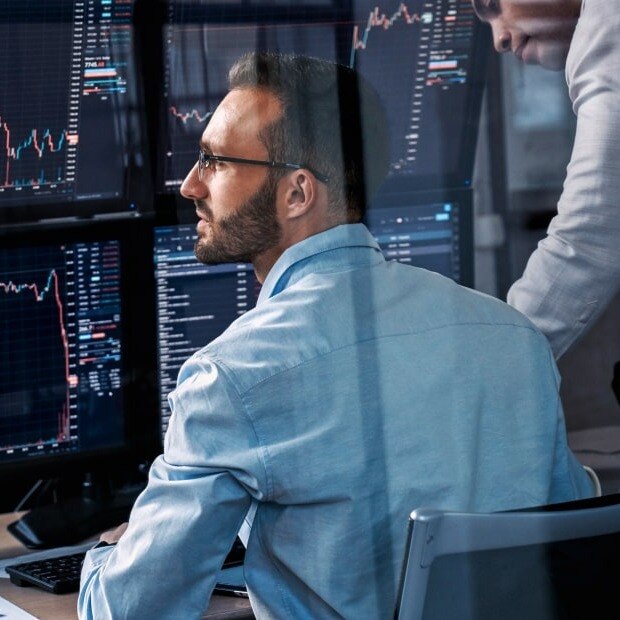 Man in office trading futures